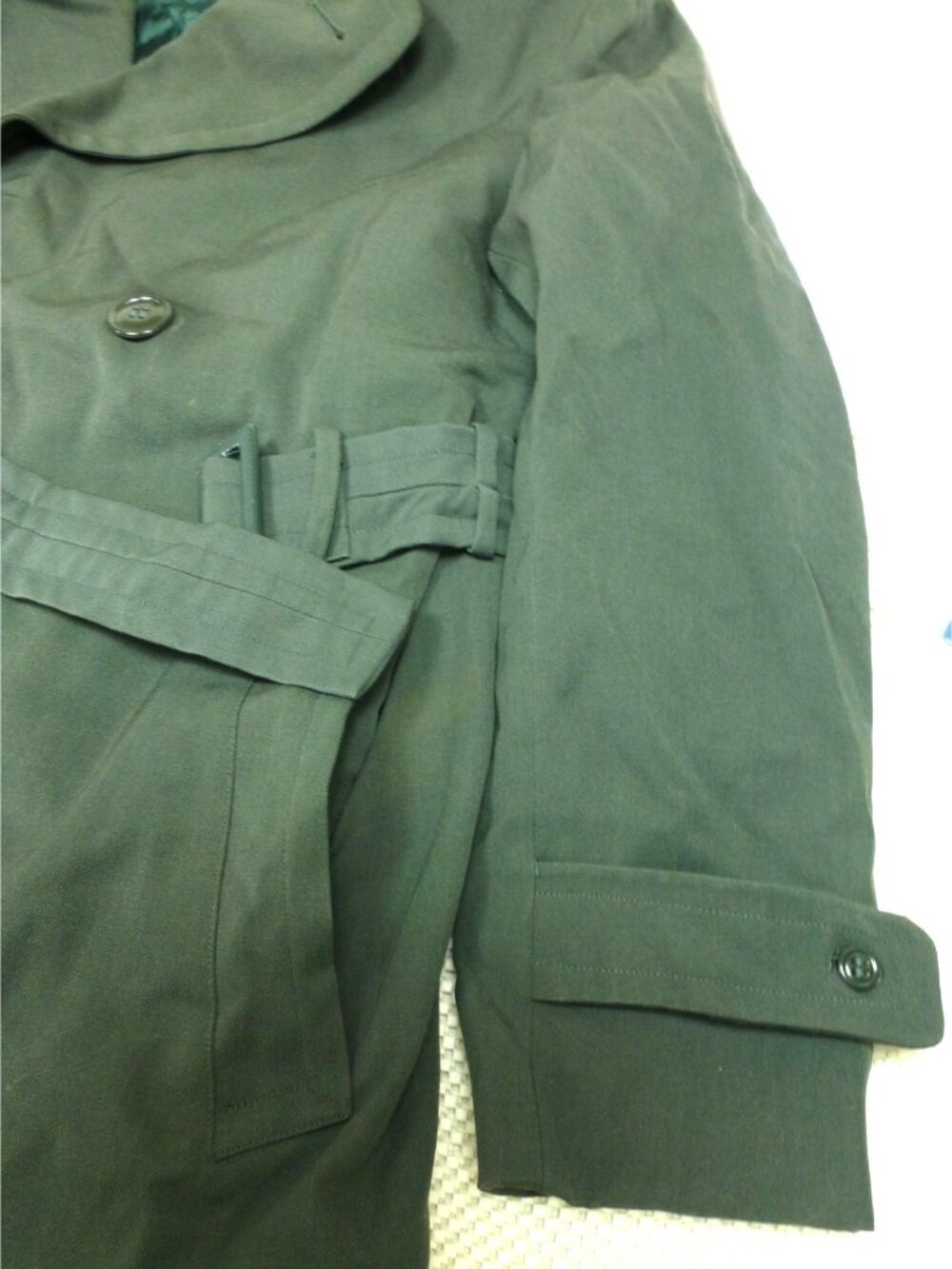 VTG U.S. Army AG-44 Wool Gabardine Overcoat 36R AG-44 Belt & Removable Liner Gre - Picture 9 of 16